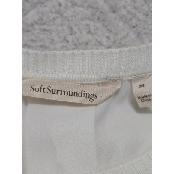 Soft Surroundings Womens Cream Knit Sweater Tunic Layered Back Detail Sz M - Picture 2 of 11